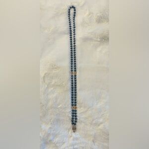 Elegant Blue Beaded Necklace with clear colorful decorative pendant 20-1/2”